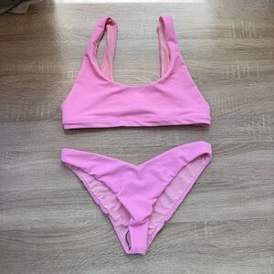 New Beach Riot Bikini Set Peyton Top Vanessa Bottoms Ribbed Tank Top Pink Large